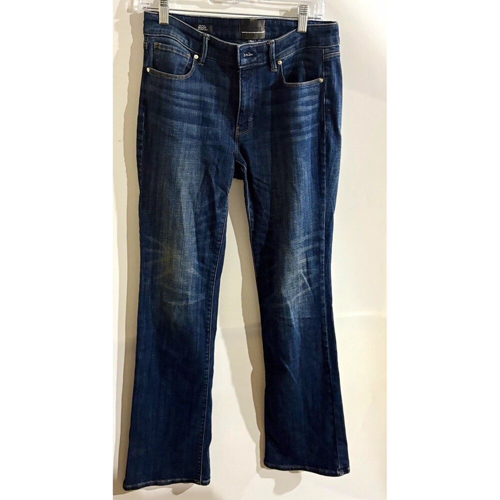 White House Black Market Women’s Dark Wash Mid Rise Bootcut Jeans 5-Pocket Sz 8